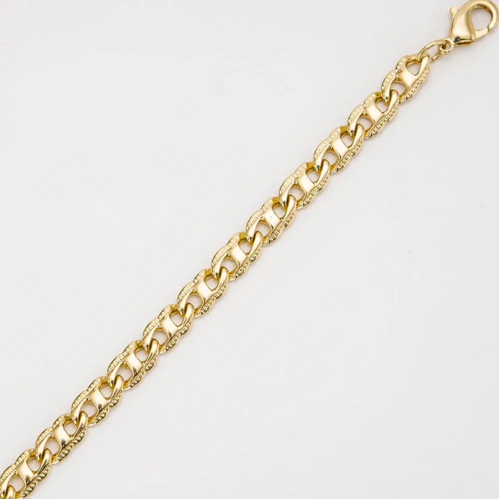 

Custom real gold jewelry in fine brass link bracelet 18k gold curban chain high quality women's bracelets for fashion jewelry