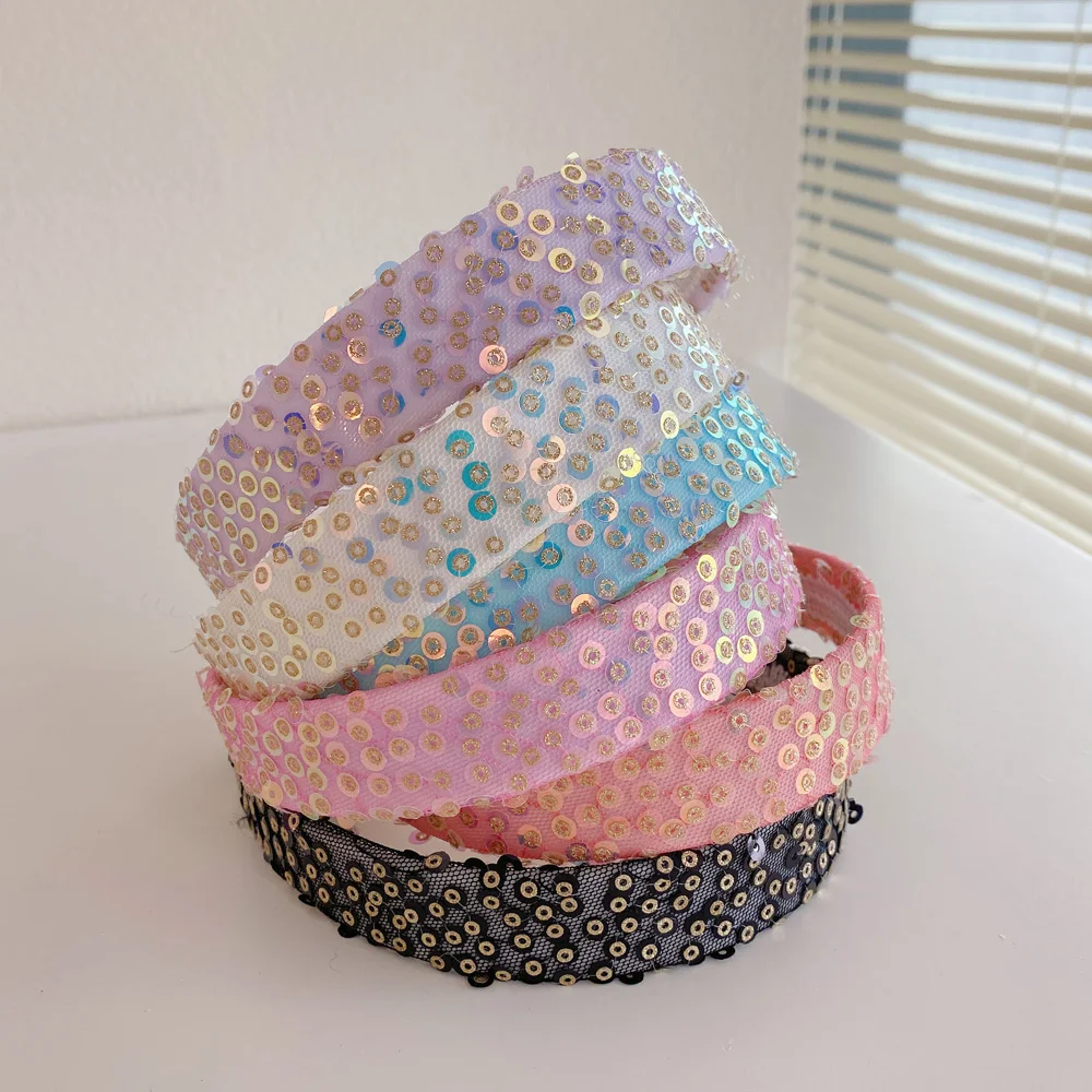 

Fashion Cheap Plastic Girls Hair Band Headbands Hair Accessories Summer Sequin Bling Headbands for Women