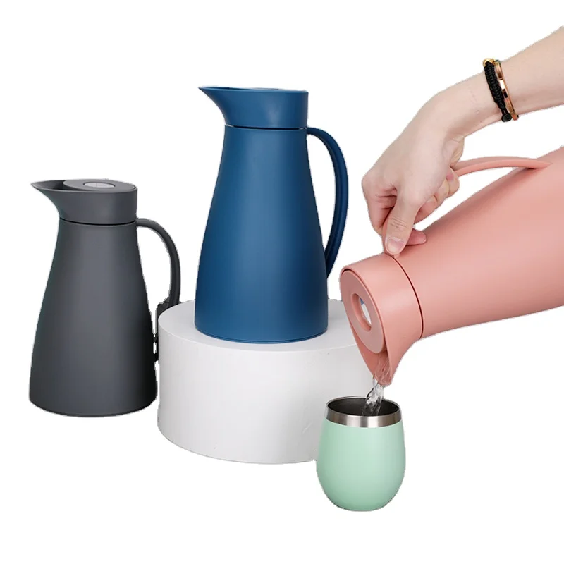 

Custom Logo Durable Use Simple Nordic Style 1000ml Vacuum Thermal Water Pot with Glass Inner, Blue color or custom