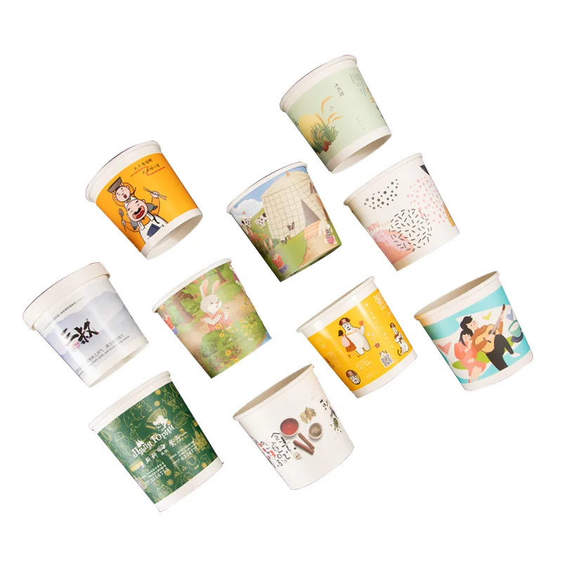 

Manufacturers Supplier Biodegradable Food Grade Cups Leak Proofleak-Proof Kraft Paper Soup Cup with Printing