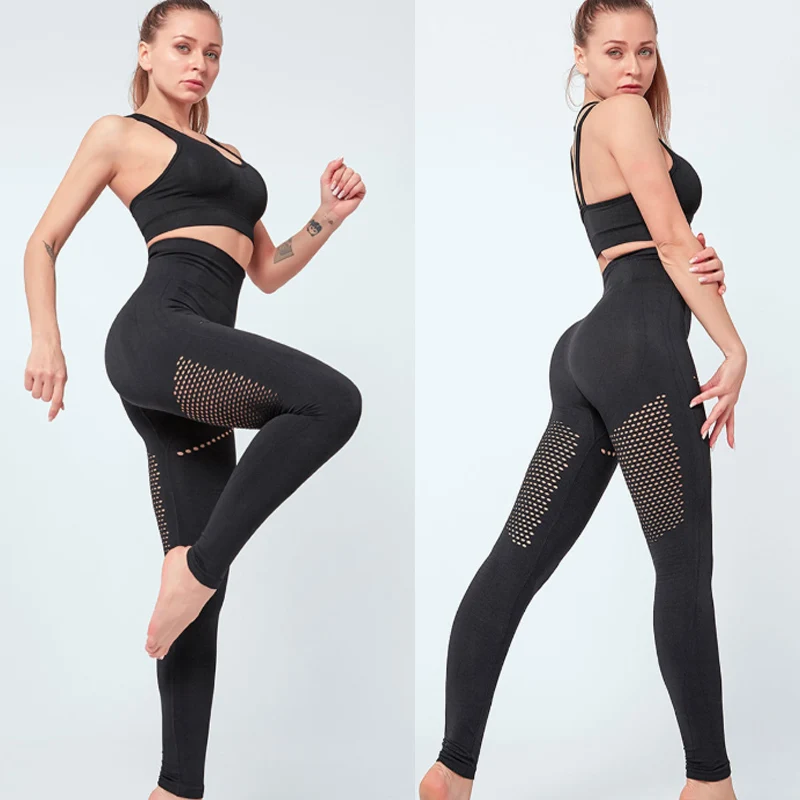 

Catch your eyes women Hollow out sexy seamless yoga gym fitness sets