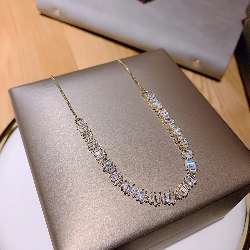 

Fashion hot zircon necklace adjustable size Lady Elegant versatile clavicle chain classic temperament jewelry