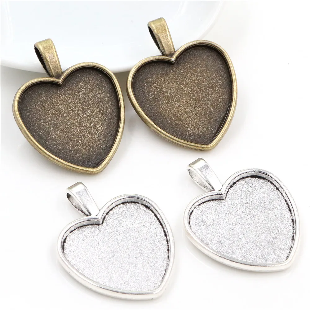 

25mm Inner Size Vintage Heart Cabochon Blank Base Setting Pendant Bezel Tray for DIY Jewelry Making Findings Charms