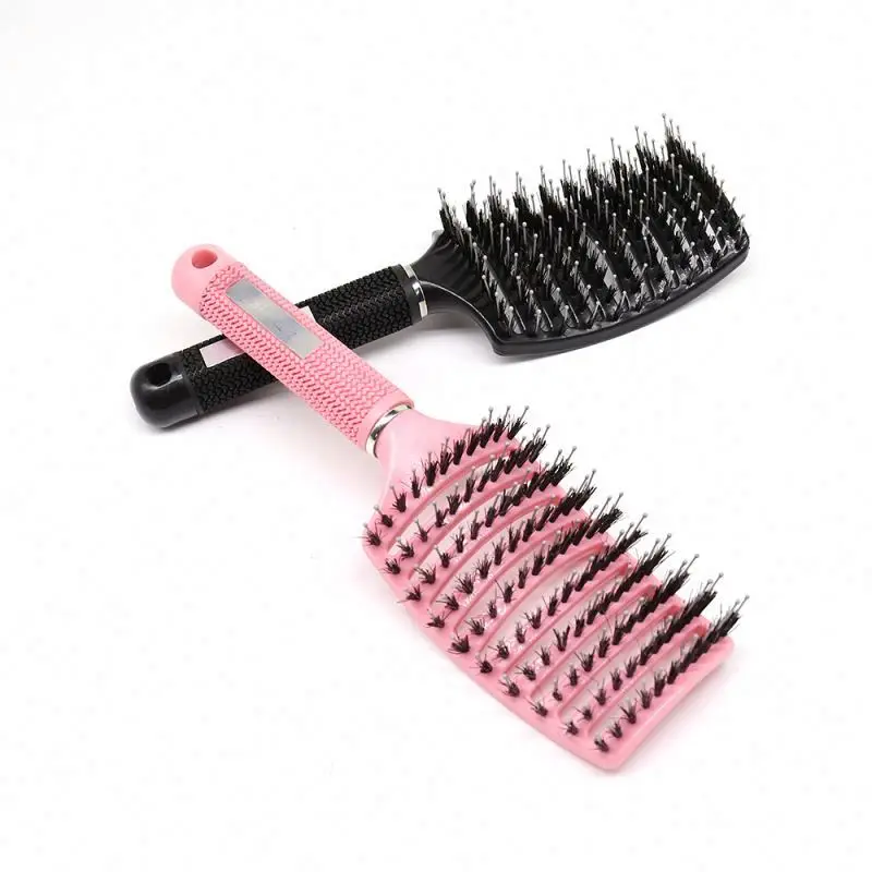Vented Drying Detangl Bore Bristle Large Custom Logo Curve And Comb Set With Boar Bristles Private Label Curved Vent Hair Brush
