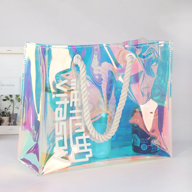 

Candy Color Custom Logo Waterproof Clear Plastic Jelly Summer pvc clear tote bag Ladies Transparent PVC waterproof beach bag, Customers' requirement