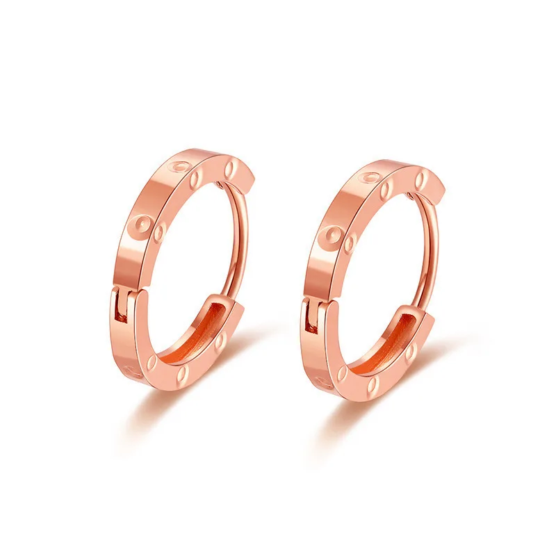 

Luxury Fashion Solid Pure 18K Gold Stud Earrings Jewelry Women Ladies Female Bridal Engagement Wedding Earrings