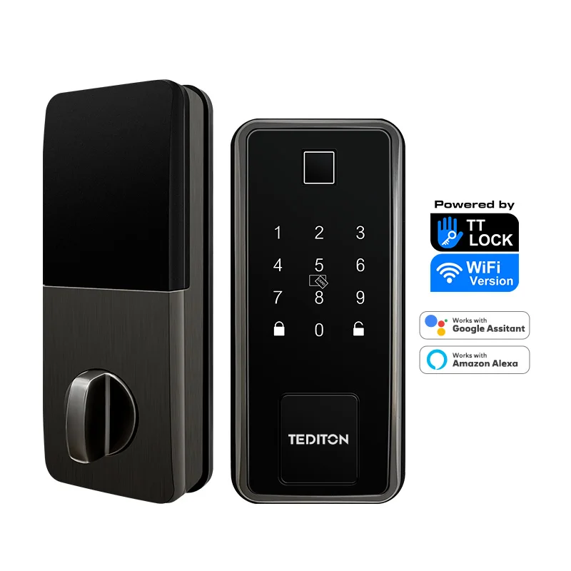 

Tediton cerradura inteligente wifi ttlock 2024 waterproof wifi handle lock mortise door intelligent digital smart deadbolt