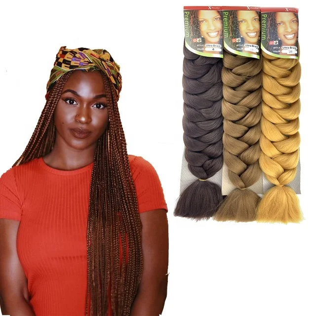 

Wholesale 82 Inch 165 gram Jumbo Braiding Hair Pre-Stretched Synthetic Hair Extensions For Box Twist Braids, 47 color aviable