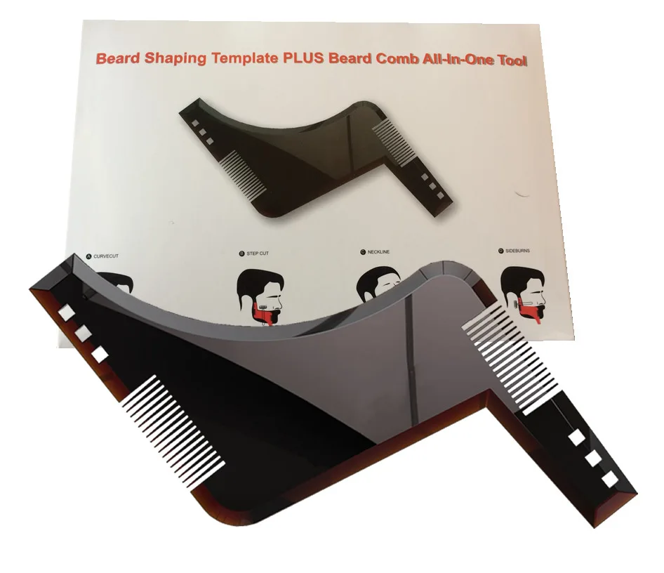 

Beard Shaping Tool Template, Beard Guide Shaper with Inbuilt Comb Perfect for Straight Symmetric Cut, Goatee, Transparent / white / black