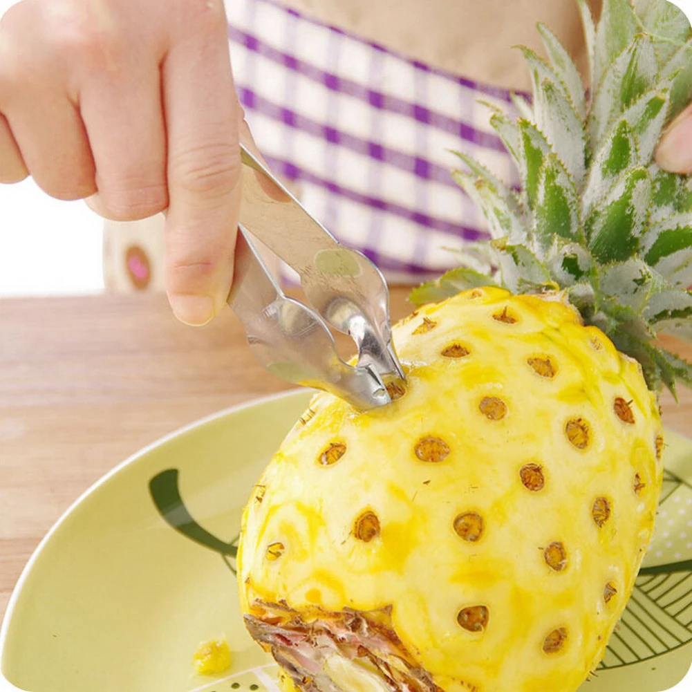 

NEW Arrival Stainless Steel Creative Pineapple Peeler Easy Pineapple Knife Cutter Corer Slicer Clip Fruit Salad Tools, As photo