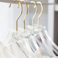 

New Arrival Transparent Acrylic Clothing Hanger with Metal Hook Custom Logo Anti-slip Hanging Hanger