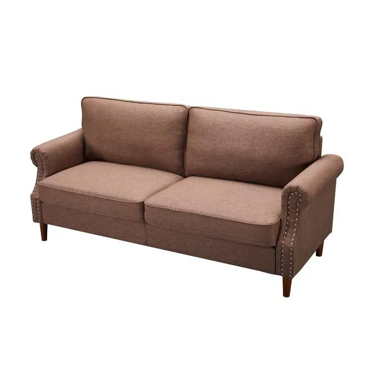 

Rustic Brown Fabric Sofa 3 Seat Home Furniture Sofas Reclinable, Optional