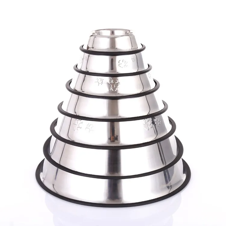 

Pet Supplies Stainless Steel Dog Bowl Outiskid Cat Basin Round Pet Food Bowls, As picture