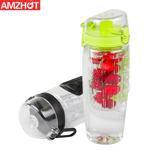 

B14-0745 Fruit Infuser Water Bottle BPA Free 32OZ Tritan Sport Plastic Water Bottles