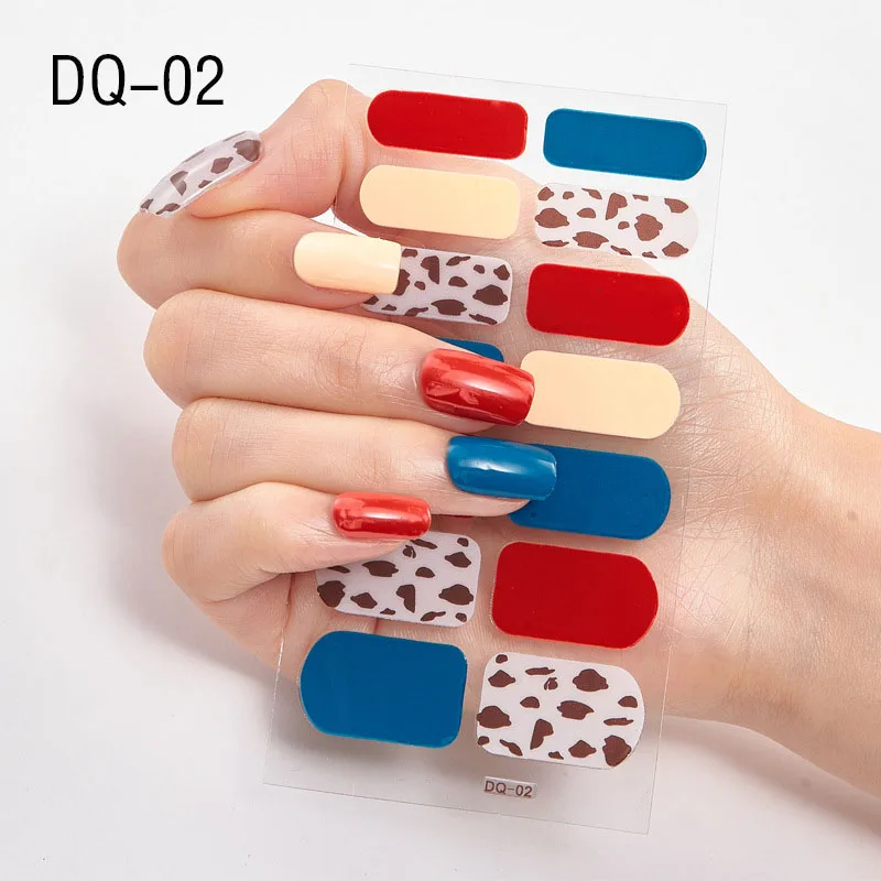 

14pcs/sheet Glitter Gradient Color Nail Stickers Nail Wraps Full Cover DIY Self-Adhesive Nail Art Decoration Polish Sticke, Colorful