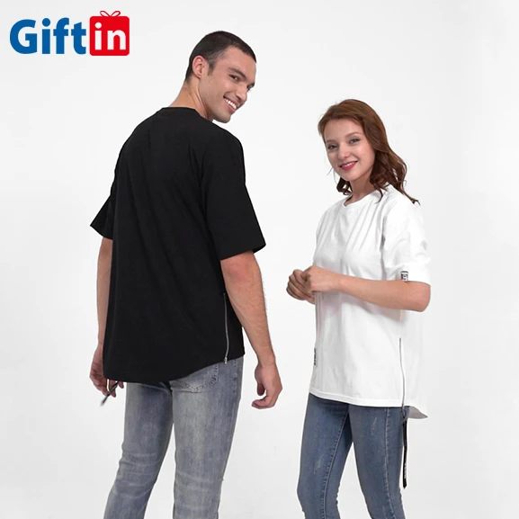 

Factory Direct Wholesale Unisex Hip Hop Soft Plain T Shirt Streetwear Black 100% Cotton T-Shirt For Women, Black and white