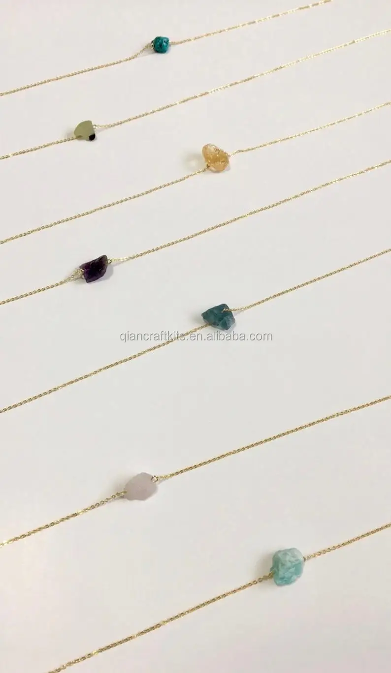 Minimal Single Or Multi Gemstone Crystal Raw Stone Pendant Women