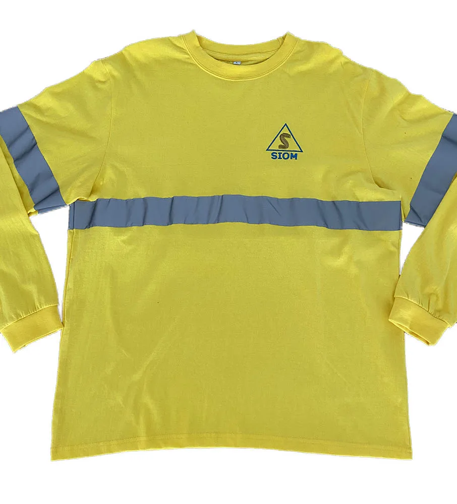 100%polyester Neon Yellow Dry Fit Tshirt Hi Vis Reflective Long Sleeve ...
