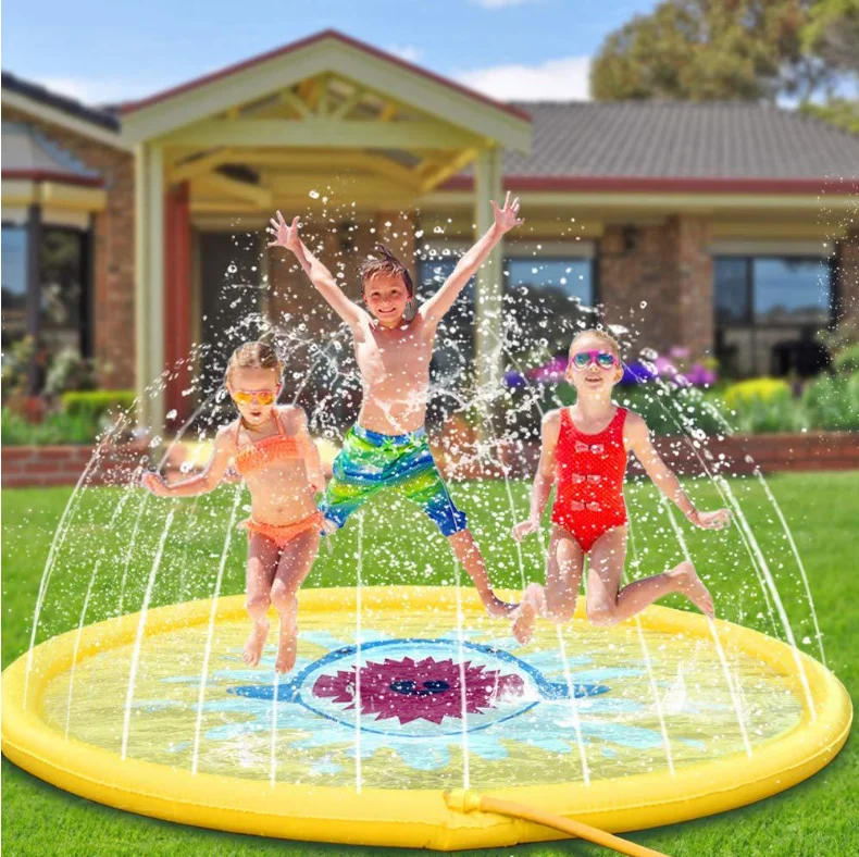 

Inflatable Outdoor Children Water Sprinkler Pad Sprinkle and Splash Play Mat Toy for Infants Toddlers, Blue yellow