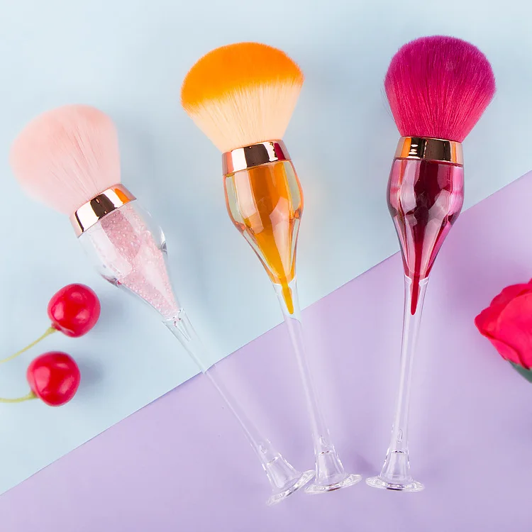 

2020 HZM Single Red wine glass Design best Quality Hot Selling New Large Powder Loose Face Brush personalized Brushes, Champagne gold