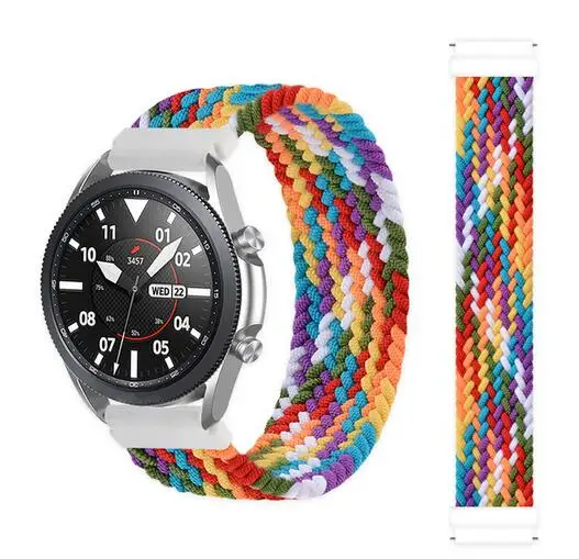 

20mm 22mm Braided Solo Loop Band for Samsung Galaxy watch 3/46mm/42mm/active 2/Gear S3 bracelet Huawei watch GT/2/2e/Pro strap, Colorful