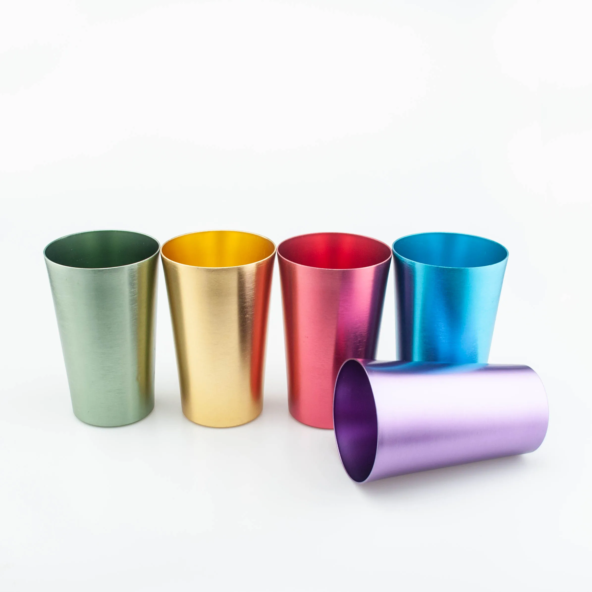 

High Quality custom mugs coffee Aluminum Customized reusable bar beer cup anodized-aluminum-tumblers, Copper, gold, black nickel, pvd rainbow, full wrapped pattern etc