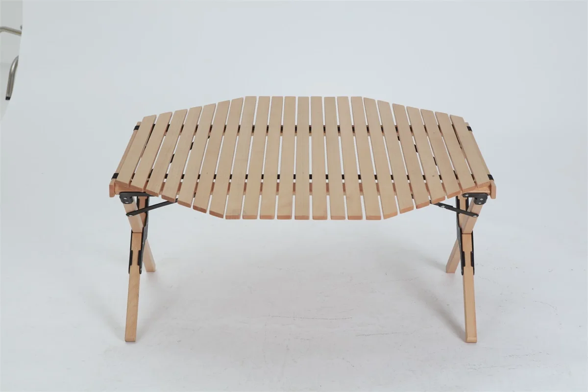 
New Style Beech Wood Portable Folding Camping Roll Table 