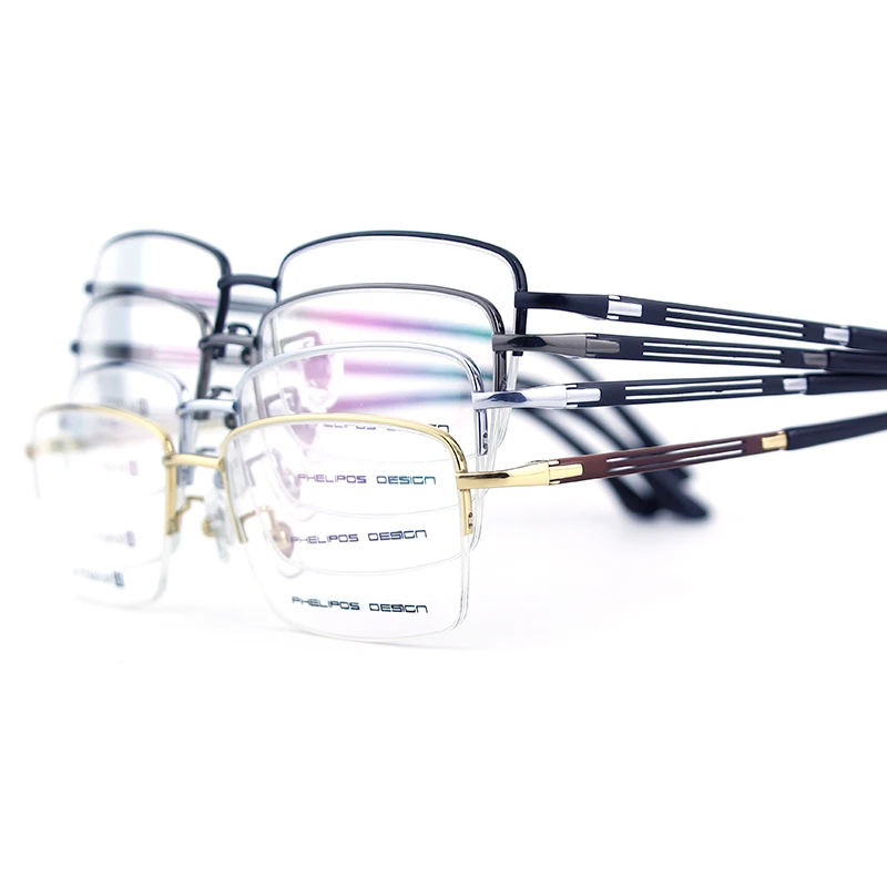 

Wholesale business men's half frame spectacles frame flat glasses manufacturers direct pure titanium spectacles frame, As picture