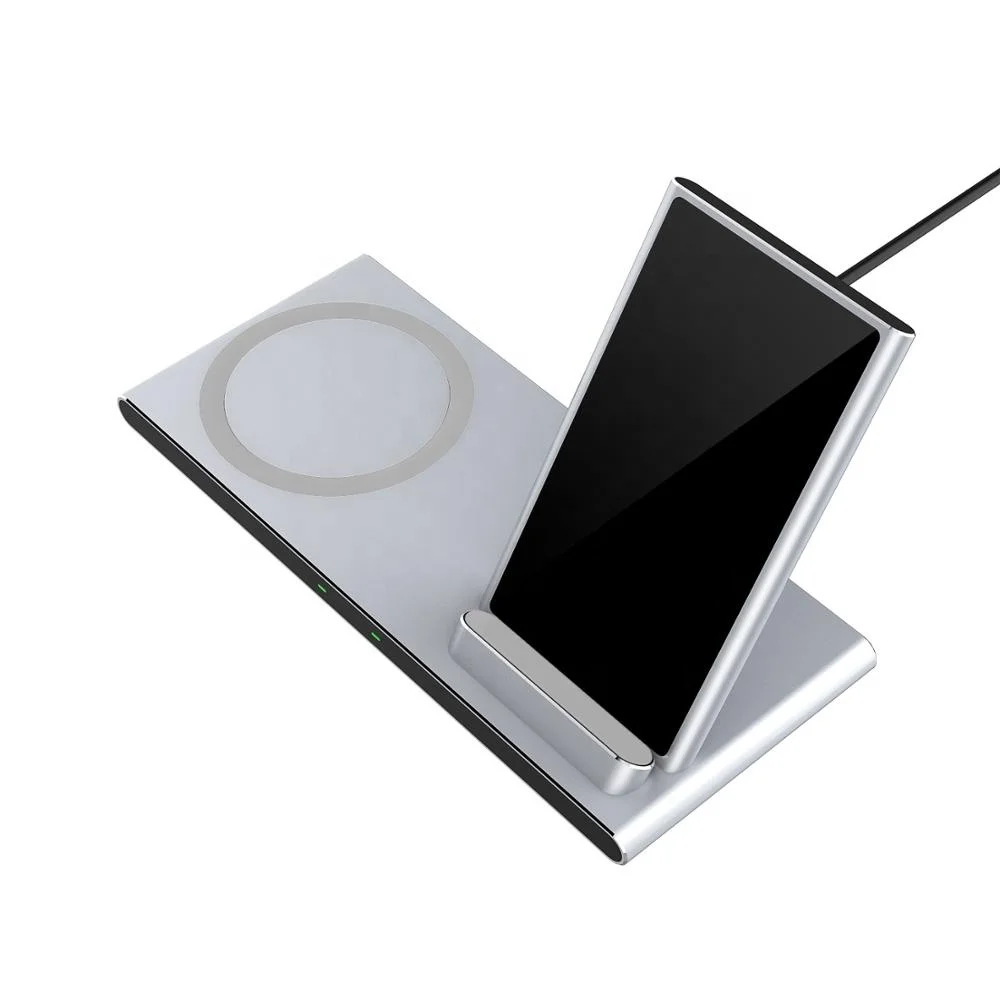 

tws wireless charger 2 in 1 Wireless Charging Stand, Mobile Phone Holder Compatible with iPhone &Samsung, 10W Wireless Charging, Black, silver