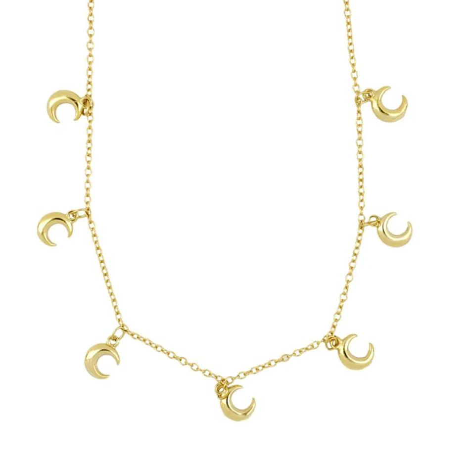 

Luxury Band 925 Sterling Silver 18K gold Plated Moon Charms necklace For Woman