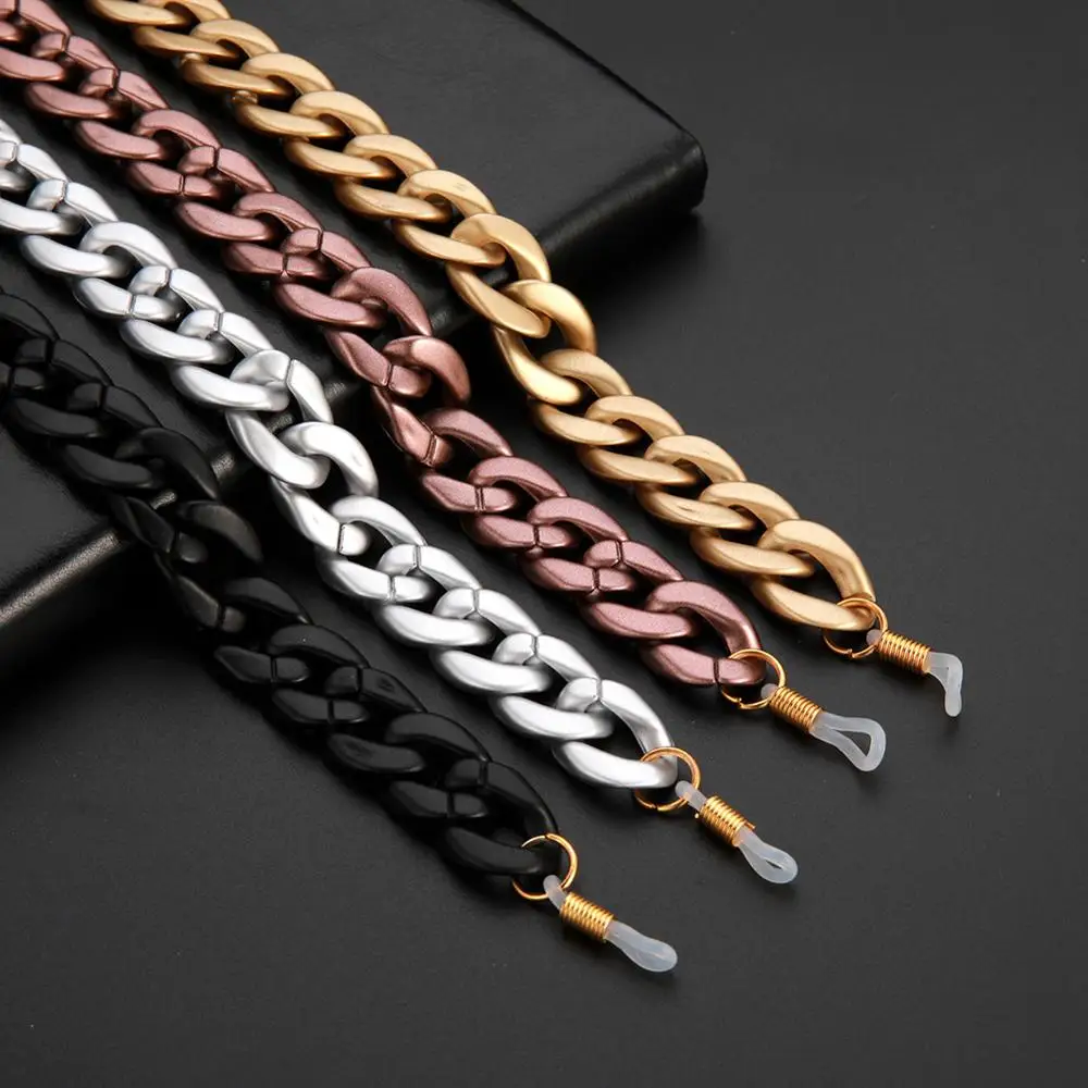 

SBC002 New Fashion 4 Matte Colors Eyewear Sunglasses Chain Glasses Cords Chic Wide Acrylic Chain Eyeglasses Strap for Men Women, As picture