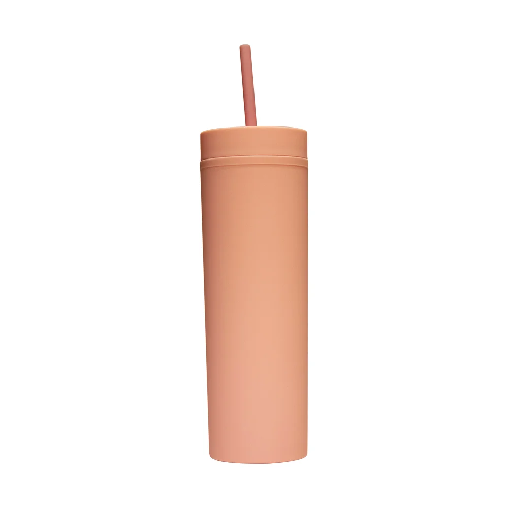 

Wholesale New Double Wall Plastic Cups Free Water Frosted Bottle Plastic Skinny Tumbler With Straw