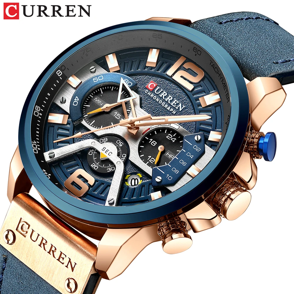 

Wristwatch Mens CURREN 2020 Top Brand Luxury Sports Watch Men Fashion Leather Watches with Calendar for Men Black Male Clock