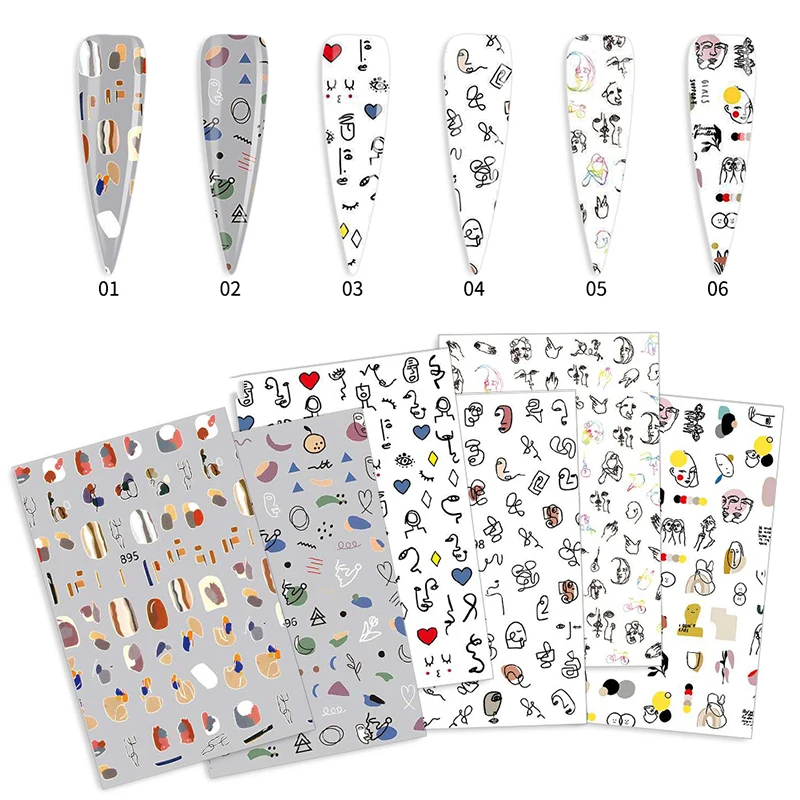 

Best Quality Lady Paper Woman Smiley Face Nail Sticker Art Decals