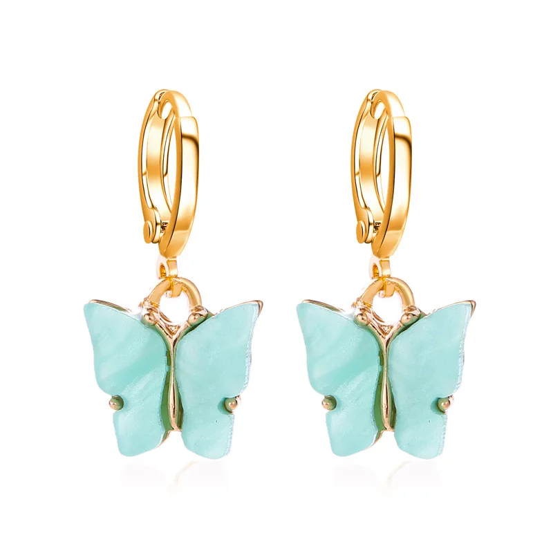 

2021 New Fashion Women Butterfly Drop Earrings Animal Sweet Colorful Acrylic Statement Girls Party Jewelry, Colors