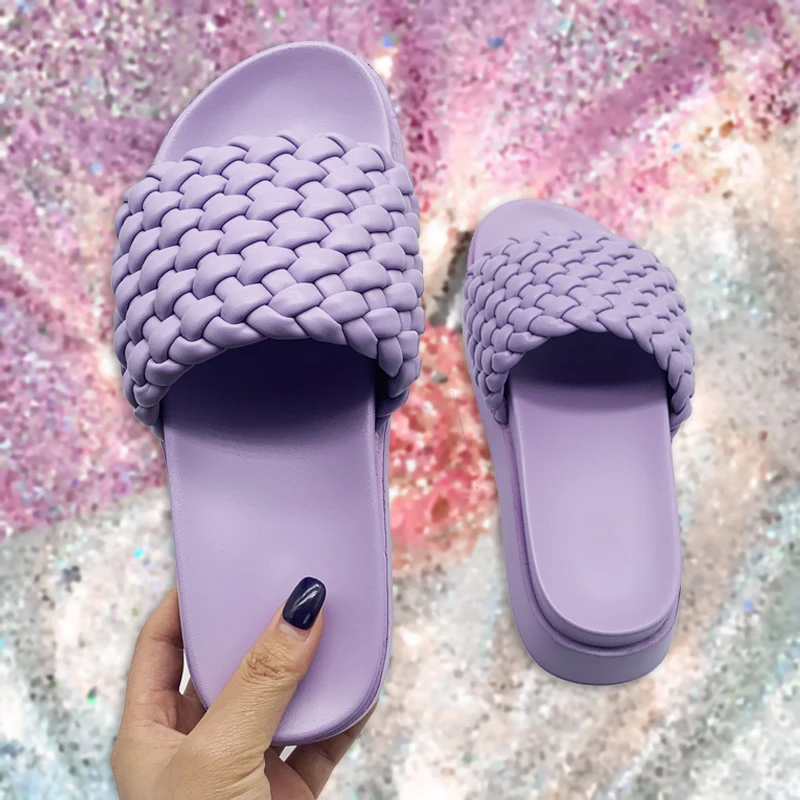 

Drop Shipping Latest PU platform slides sandals slippers for women