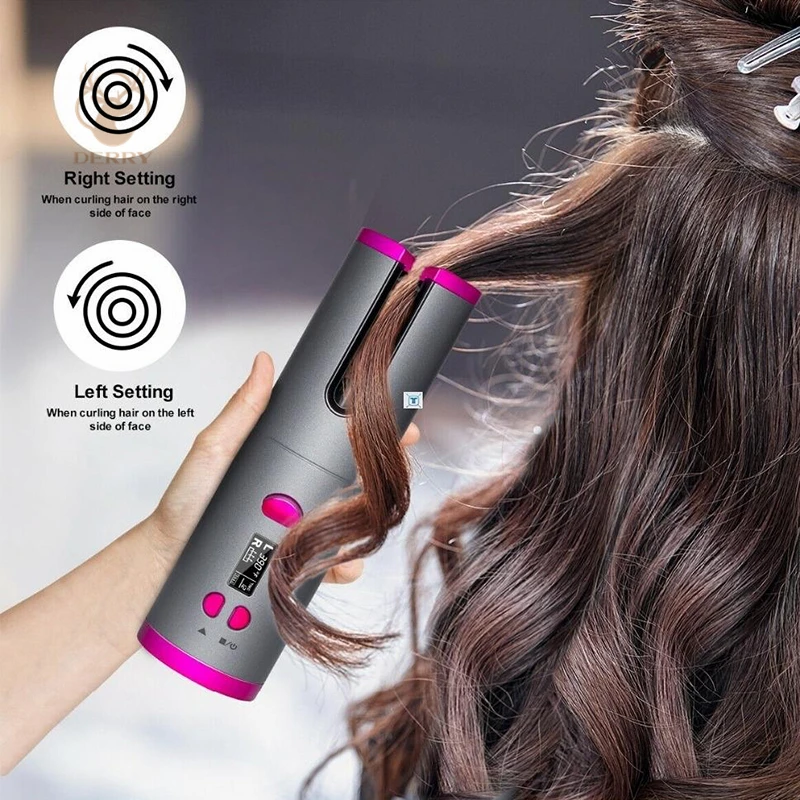 

Deery Cordless Curling Iron Automatic Hair Curler With LCD Temperature Display Timer 6 Adjustable Temperature 3/4In Fast Heating