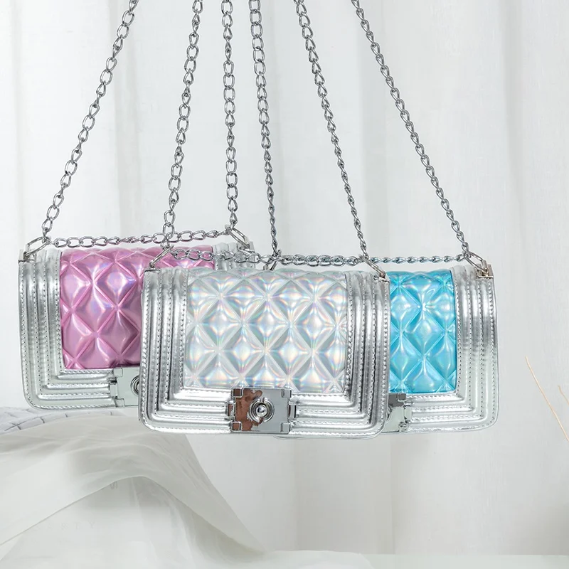 

2020 new jelly color laser shiny women luxury handbag ladies purse