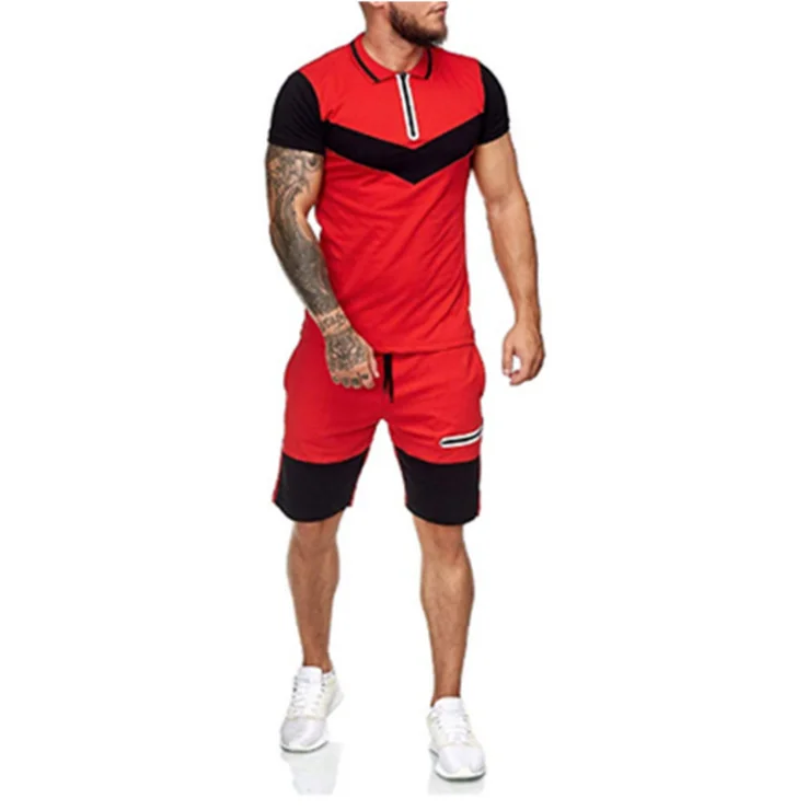 

2020 Patchwork Short Sets For Men Casual Clothes Summer Man 2 Piece Set Sports Suits For Men Shirts and shorts Male Sets