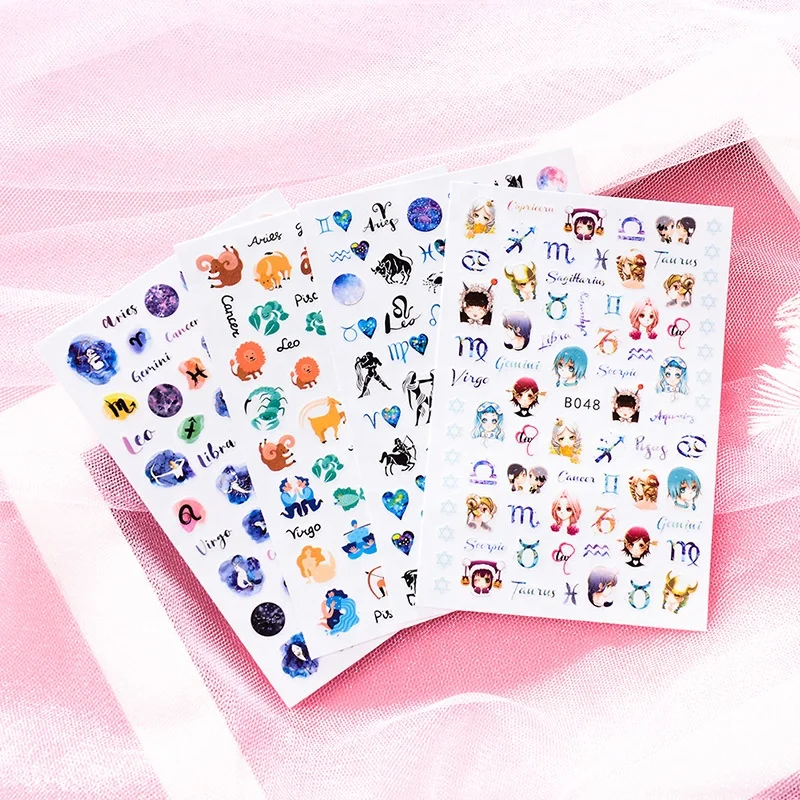 

12 Constellations Collection Newest Self-adhesive Full Nail Art Sticker Easy To Stick Nail Art 3D Vrigo Design Sticker N1