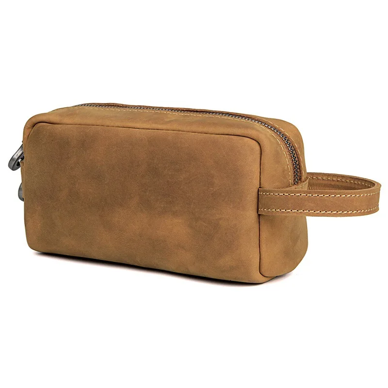 

Men Toiletry Leather Bag Men Genuine Leather Washing Bag Travel Wash Bags for Male C013