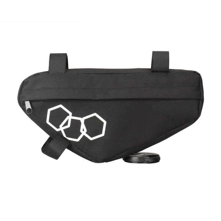 

custom portable light oxford waterproof bicycle front bags phone storage bike triangle bag, Black