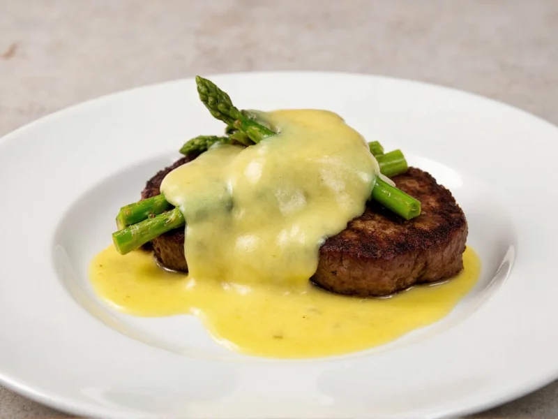 Bearnaise sauce served with steak and asparagus