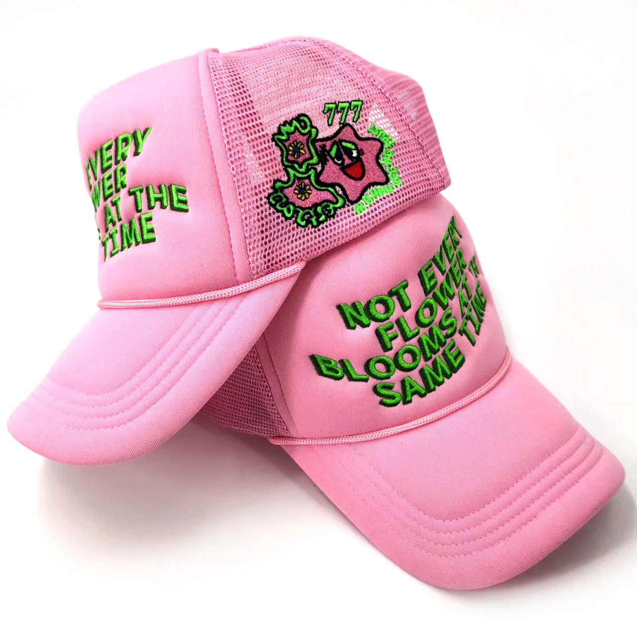 

OEM Custom Your Own Logo Trucker Cap Pink 5 Panel Mesh 3d Embroidered Patch Bulk Embroidery Trucker Hat