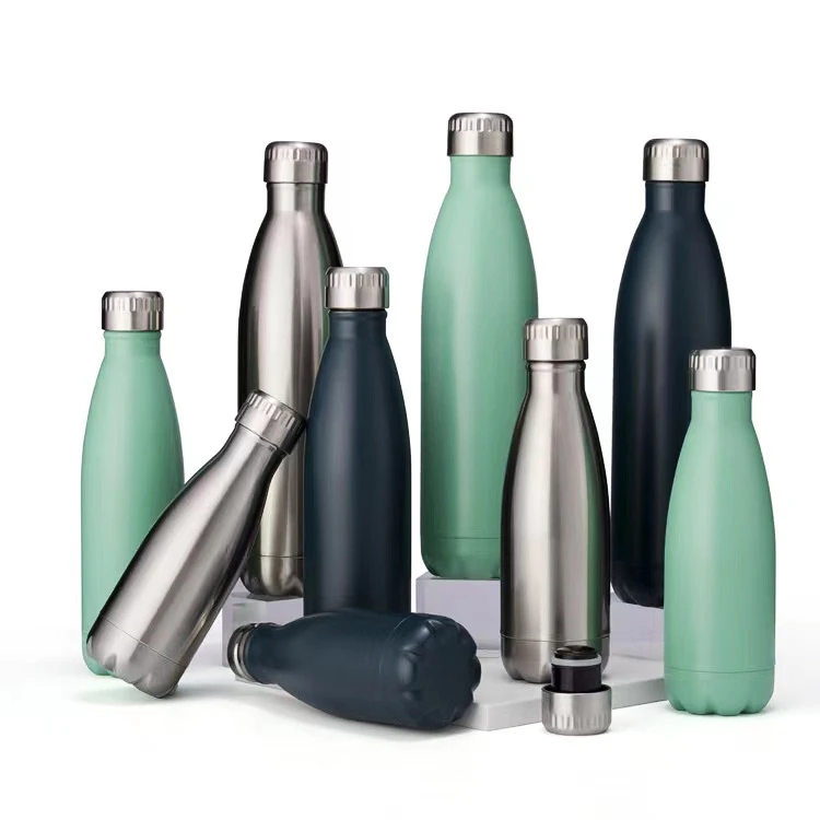 

Wholesale SS food grade Double Wall Vacum Insulated high quality drinking bottle stainless steel water bottle Tazas aislantes, Solid color