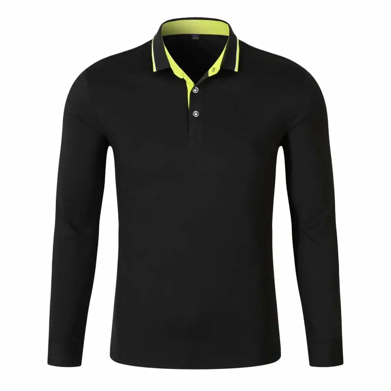

Blank high quality cotton long sleeve polo shirt with collar