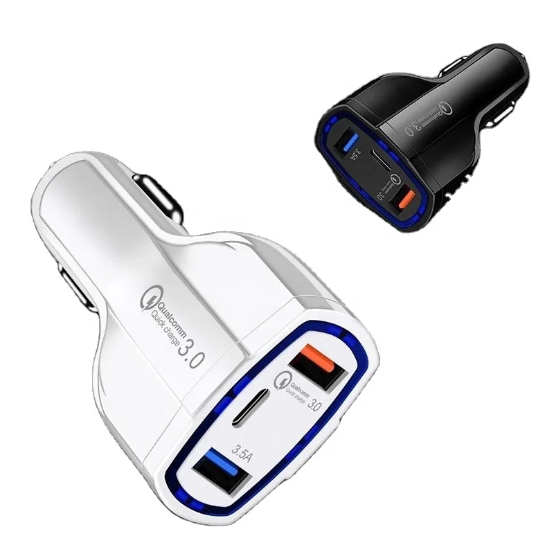 

Car Accessories 30W Dual USB In-car Charger Fast Charging Quick Charger 3.0, White/black