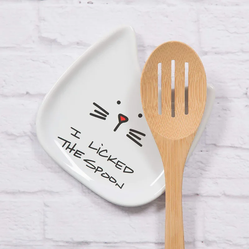 funny cat shaped ceramic spoon rest