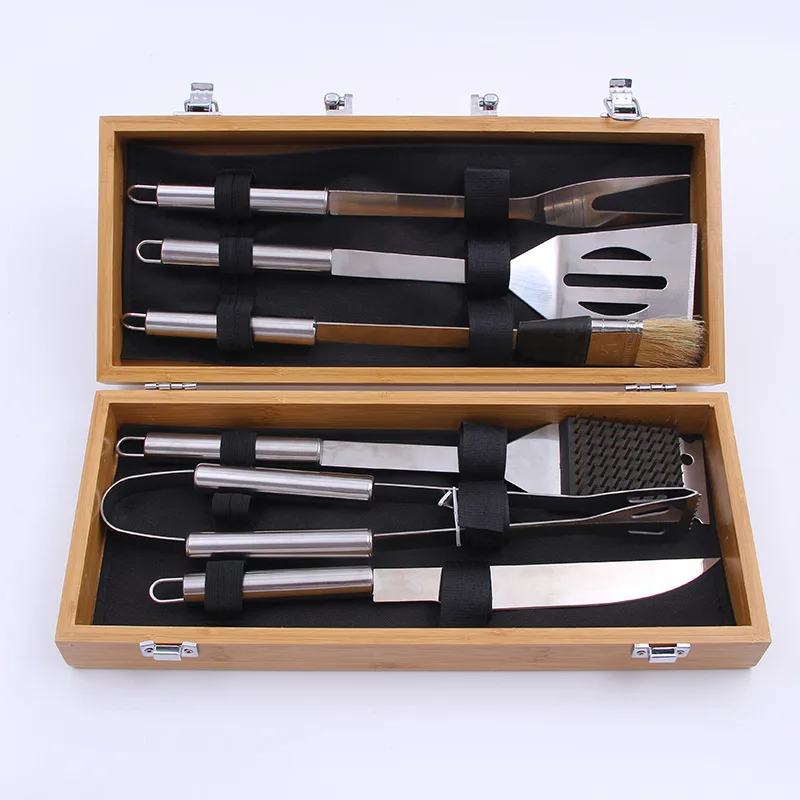 

Chuangxin Outdoor Portable BBQ Tool Set Boxed Camping BBQ Combination Tool 6-Piece Set Factory Wholesale