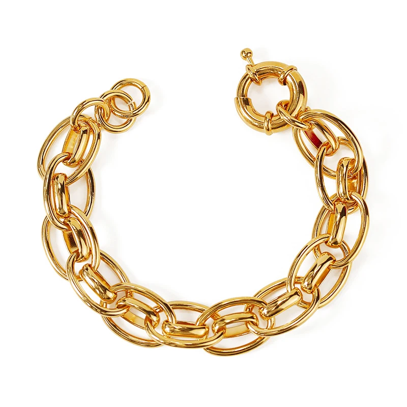 

Charare wholesale custom 18k real gold plated exaggerated thick chain link bracelet